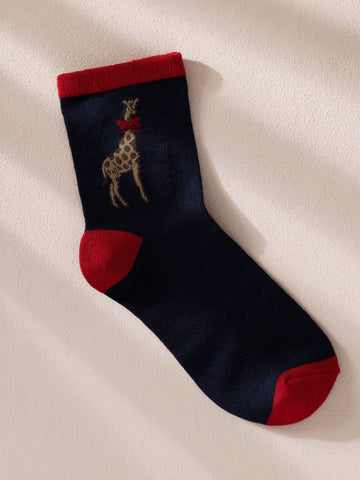 Young Ideas & Henmores -Festive Giraffes Bauble Socks -Navy -OS