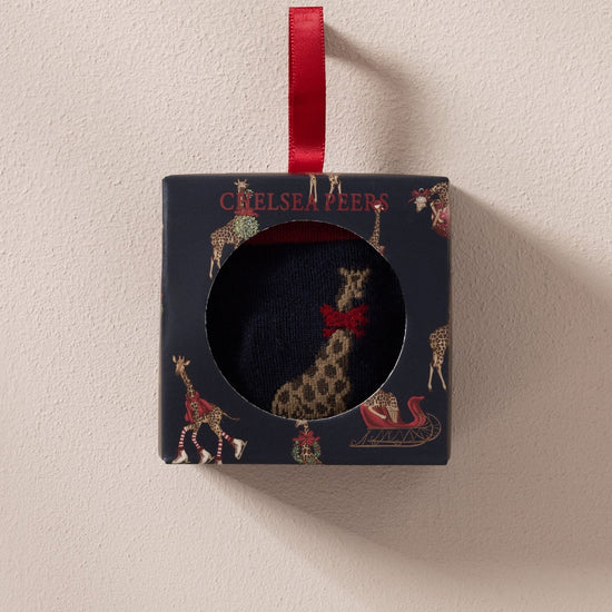 Young Ideas & Henmores -Festive Giraffes Bauble Socks -Navy -OS