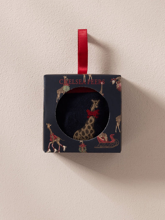 Young Ideas & Henmores -Festive Giraffes Bauble Socks -Navy -OS