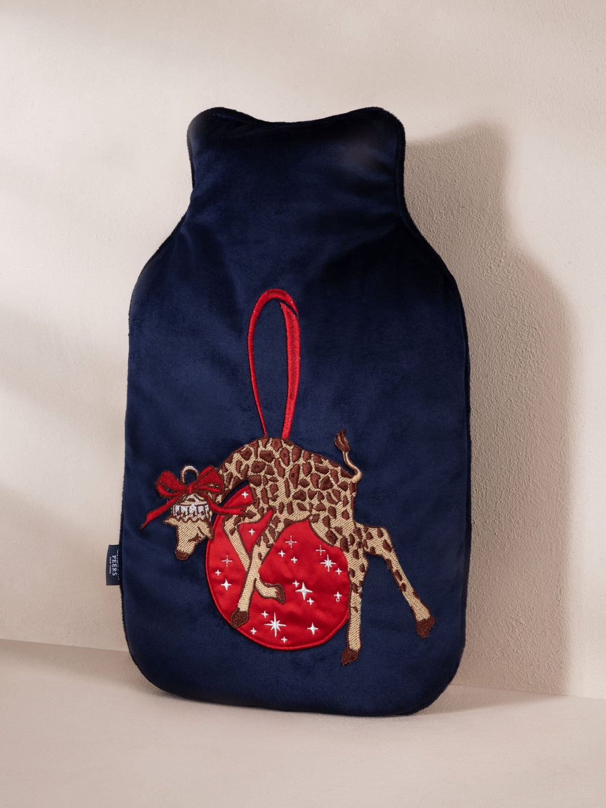 Young Ideas & Henmores -Hot Water Bottle Cover -Festive Giraffes Navy -OS