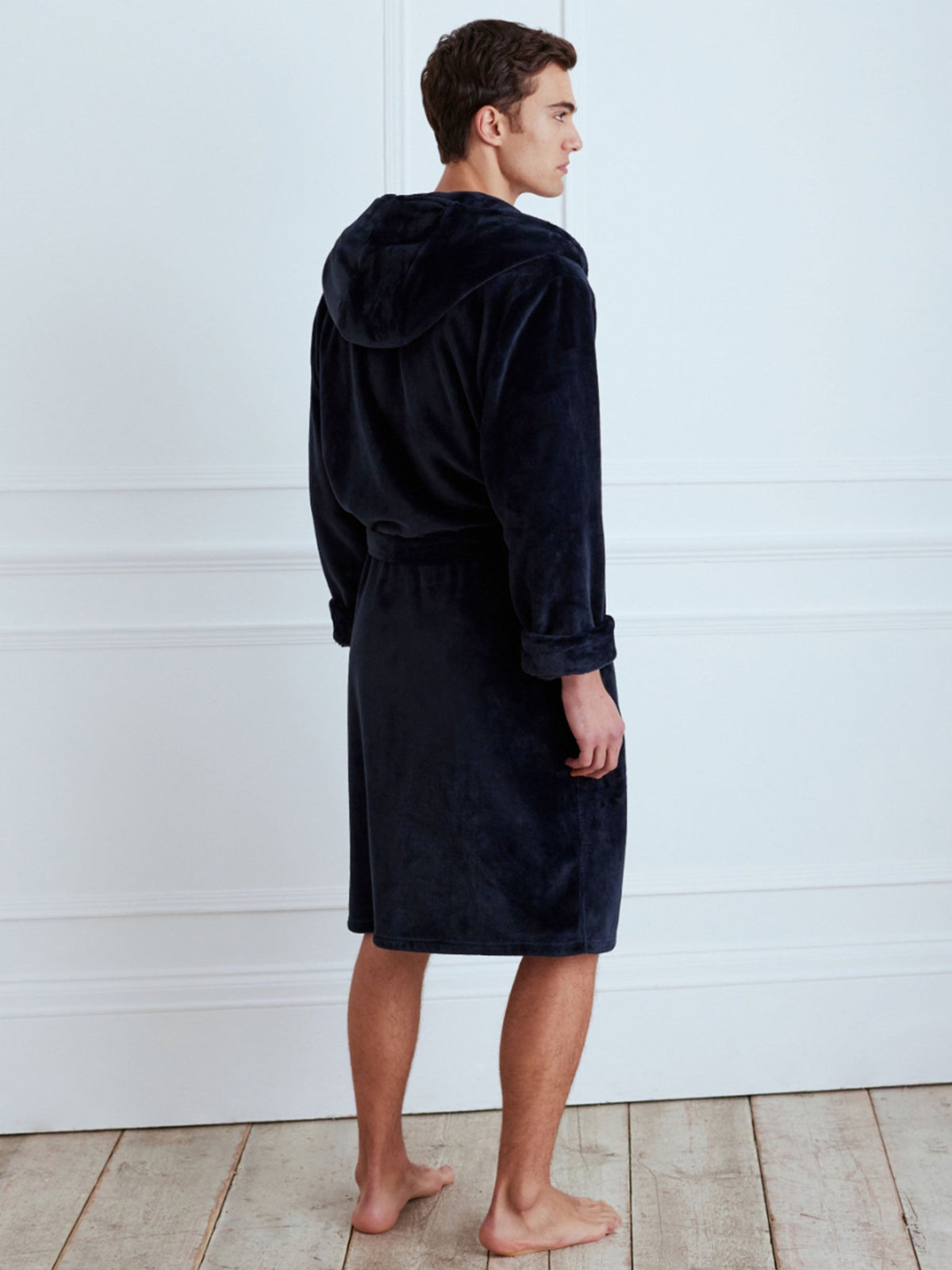 Young Ideas & Henmores -Mens Fleece Dressing Gown -Plain Navy -M