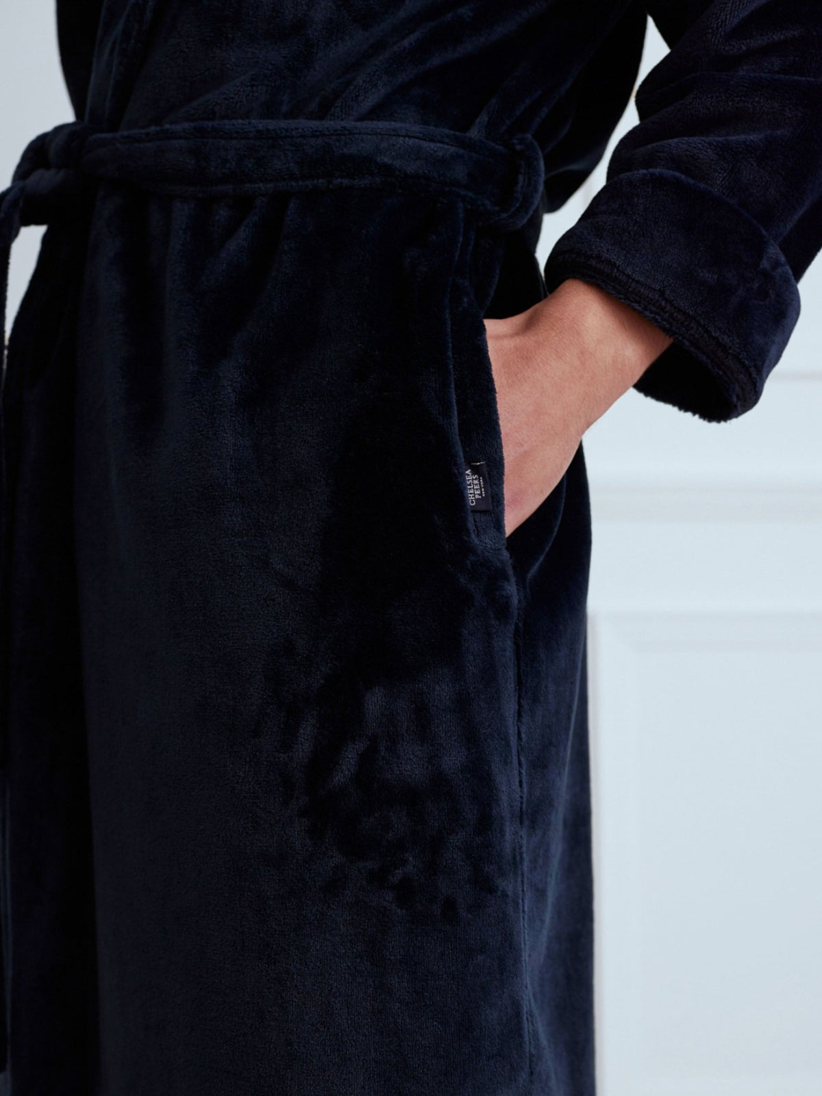 Young Ideas & Henmores -Mens Fleece Dressing Gown -Plain Navy -M