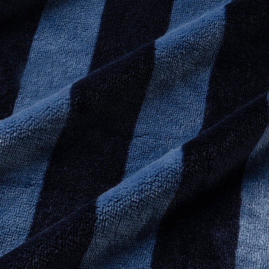 Young Ideas & Henmores -Mens Fleece Stripe Dressing Gown -Navy -M
