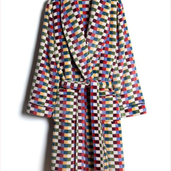 Young Ideas & Henmores -Mens Fleece ZigZag Stripe Dressing Gown -Multi -M