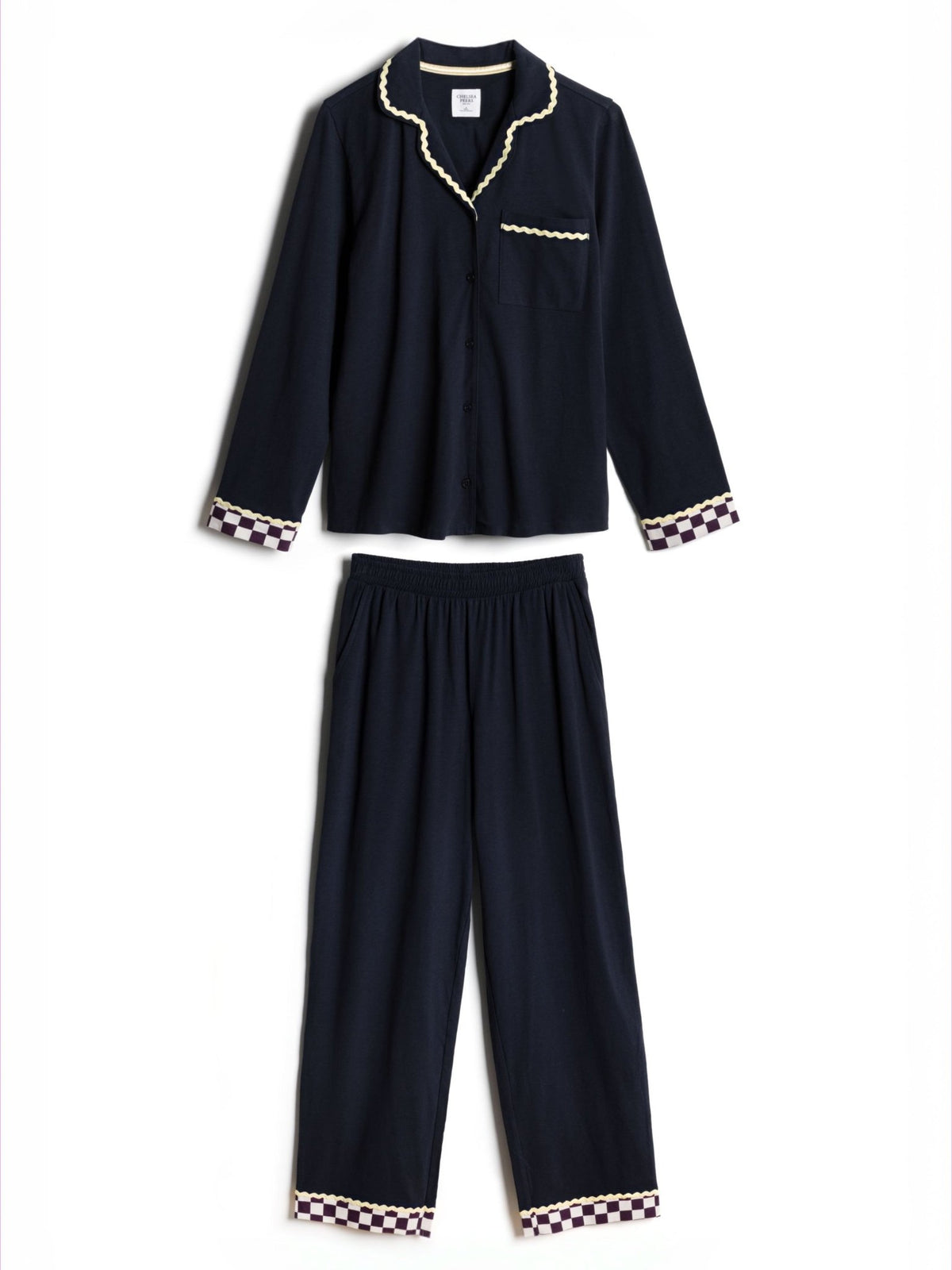 Young Ideas & Henmores -Organic Cotton Good Night Long Pyjama Set -Navy -8