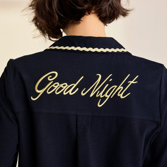 Young Ideas & Henmores -Organic Cotton Good Night Long Pyjama Set -Navy -8