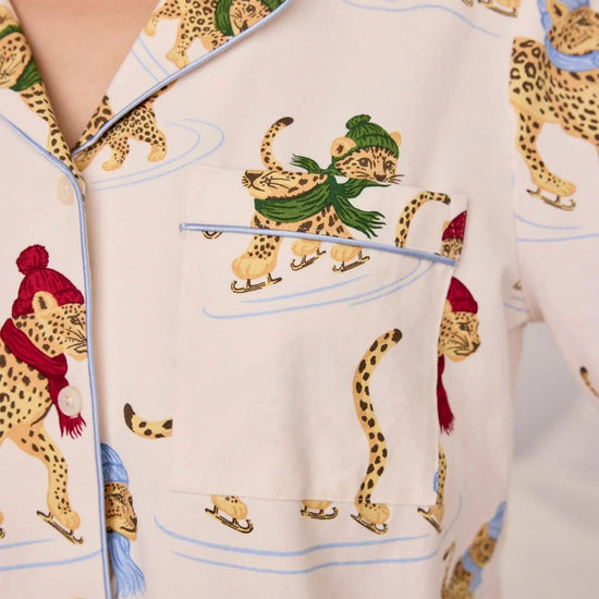 Young Ideas & Henmores -Organic Cotton Skating Leopards Long Pyjama Set -Off White -8