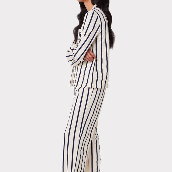 Young Ideas & Henmores -Organic Cotton Stripe Long Pyjama Set -Navy/White -8