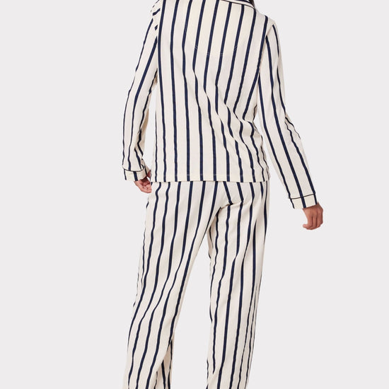 Young Ideas & Henmores -Organic Cotton Stripe Long Pyjama Set -Navy/White -8