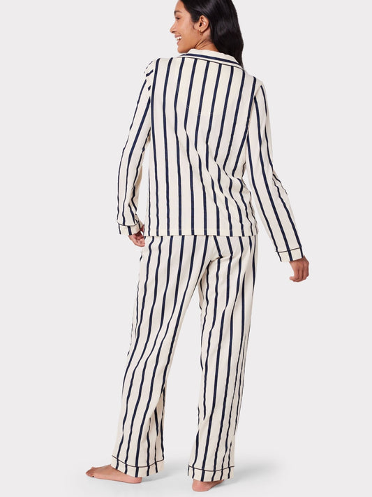 Young Ideas & Henmores -Organic Cotton Stripe Long Pyjama Set -Navy/White -8
