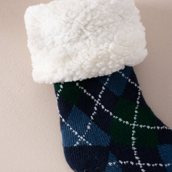 Young Ideas & Henmores -Oversized Santa Argyle Socks -Navy -OS