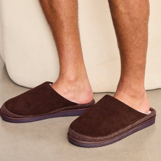 Young Ideas & Henmores -Plain Slippers -Dark Brown -S