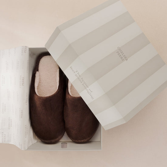 Young Ideas & Henmores -Plain Slippers -Dark Brown -S