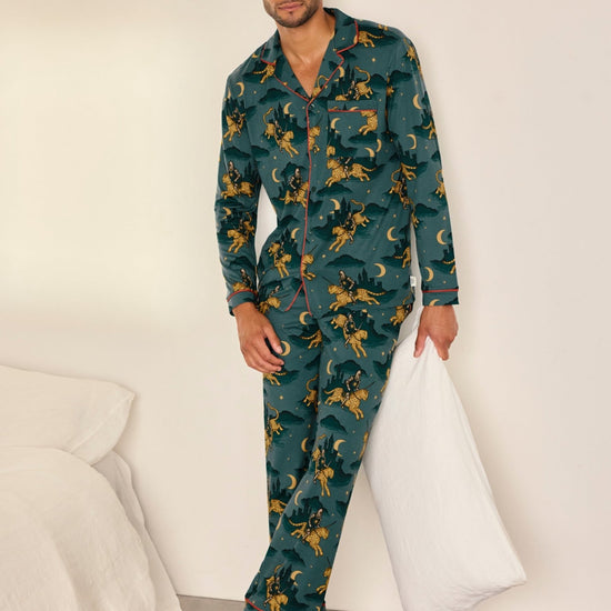 Young Ideas & Henmores -Riding Knight Long Pyjama Set -Turquoise -M