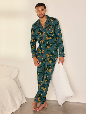 Young Ideas & Henmores -Riding Knight Long Pyjama Set -Turquoise -M
