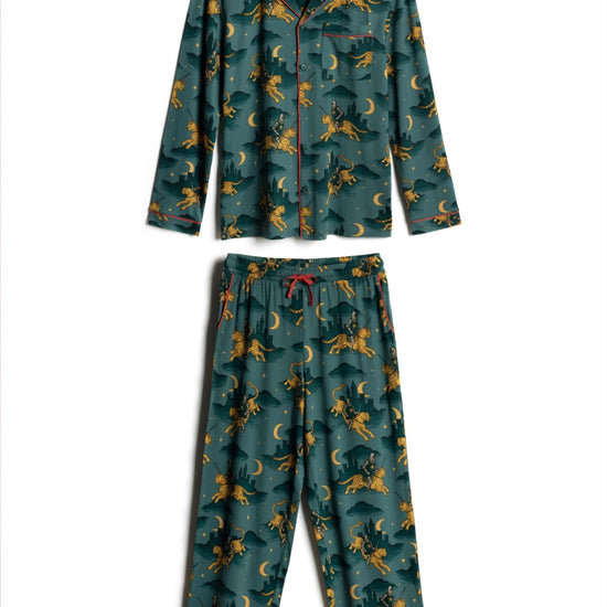 Young Ideas & Henmores -Riding Knight Long Pyjama Set -Turquoise -M