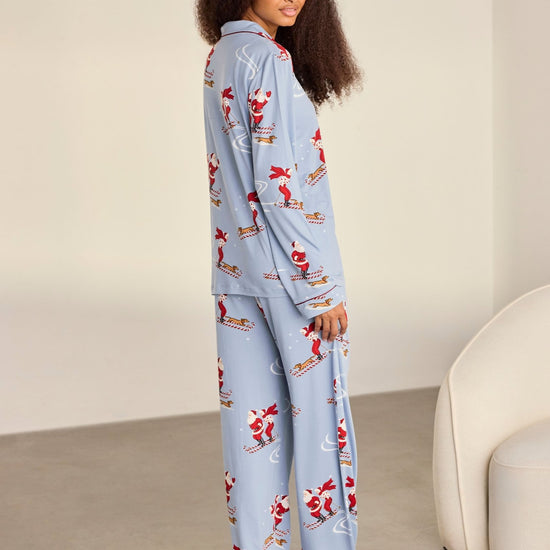 Young Ideas & Henmores -Santa Skiing Long Pyjama Set -Blue -8