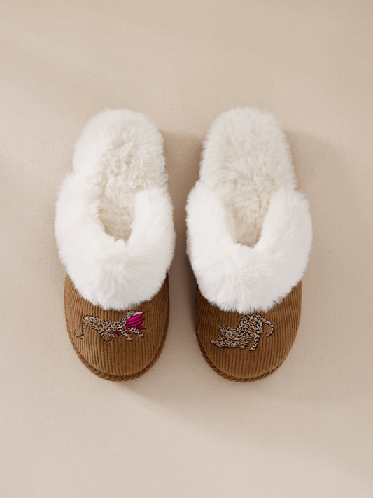 Young Ideas & Henmores -Sleeping Leopard Slippers -Brown -S
