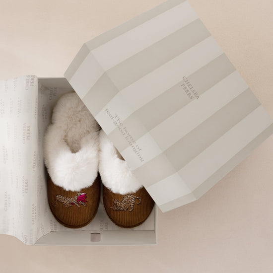 Young Ideas & Henmores -Sleeping Leopard Slippers -Brown -S