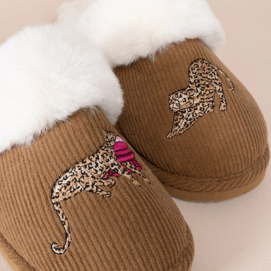 Young Ideas & Henmores -Sleeping Leopard Slippers -Brown -S