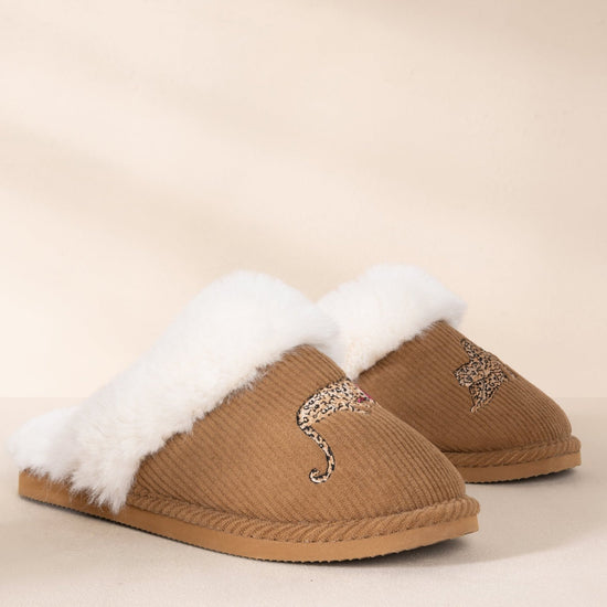 Young Ideas & Henmores -Sleeping Leopard Slippers -Brown -S