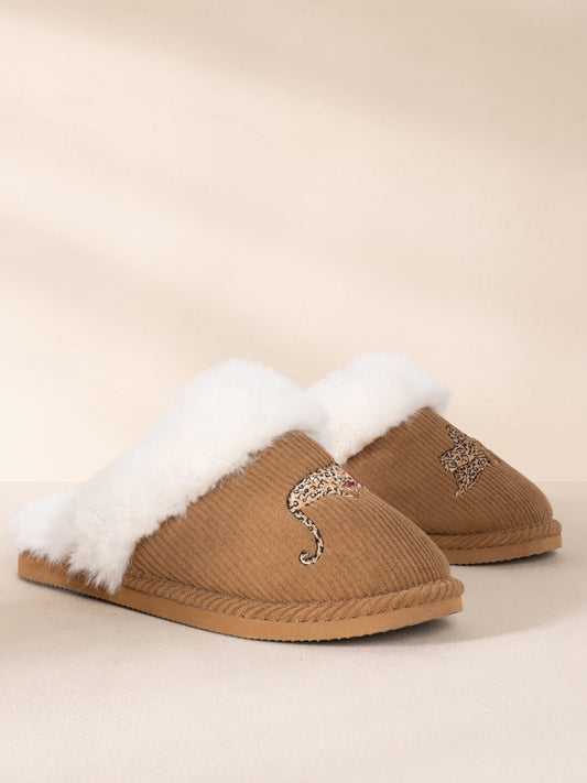 Young Ideas & Henmores -Sleeping Leopard Slippers -Brown -S