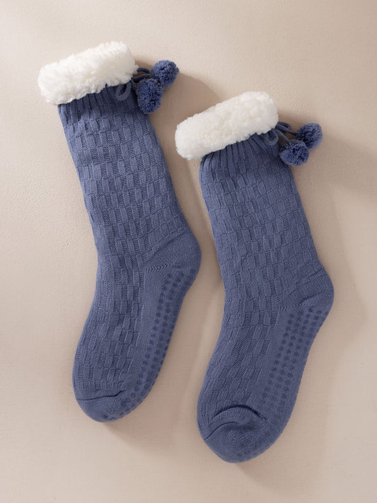 Young Ideas & Henmores -Slipper Socks -Plain Blue -OS