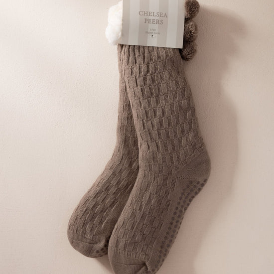 Young Ideas & Henmores -Slipper Socks -Plain Brown -OS