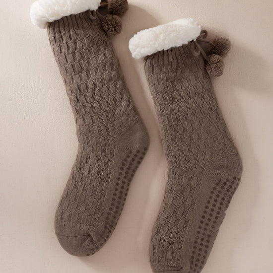 Young Ideas & Henmores -Slipper Socks -Plain Brown -OS
