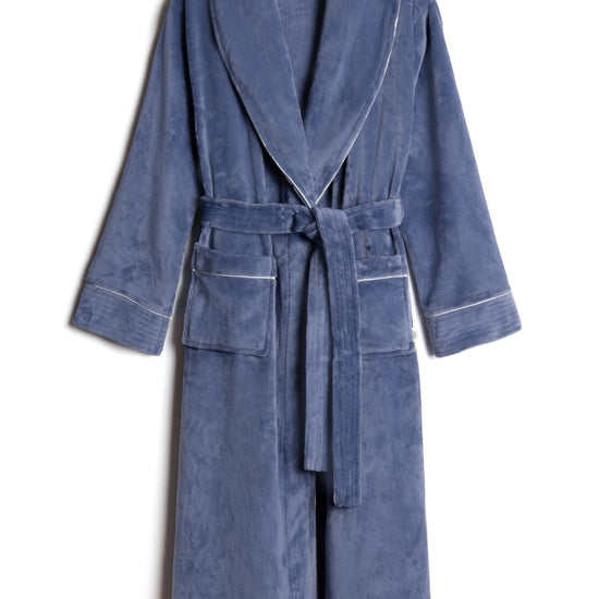 Young Ideas & Henmores -Womens Fleece Dressing Gown -Plain Blue -8