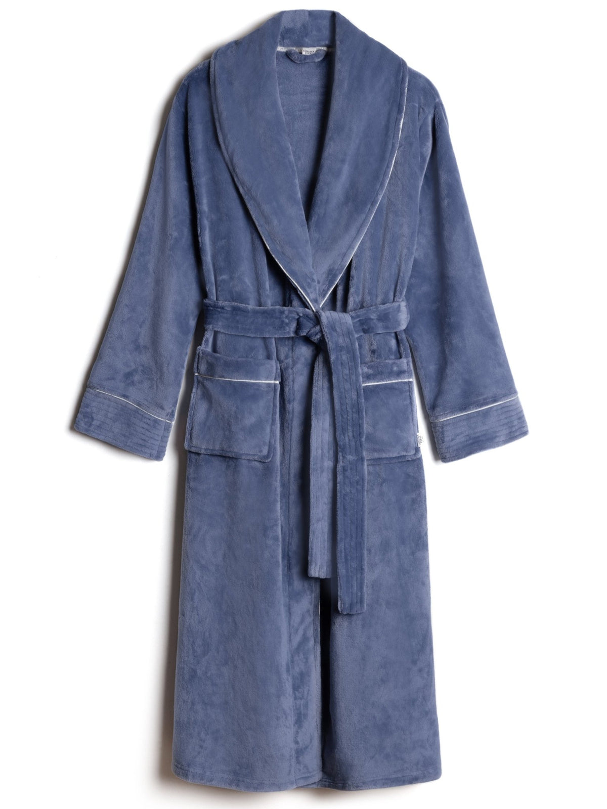 Young Ideas & Henmores -Womens Fleece Dressing Gown -Plain Blue -8