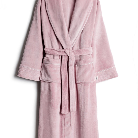 Young Ideas & Henmores -Womens Fleece Dressing Gown -Plain Pink -8