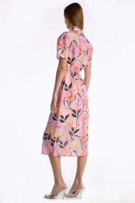 Young Ideas & Henmores - Cecile Button Down Jardin Midi Dress - Jardin Pink - 10