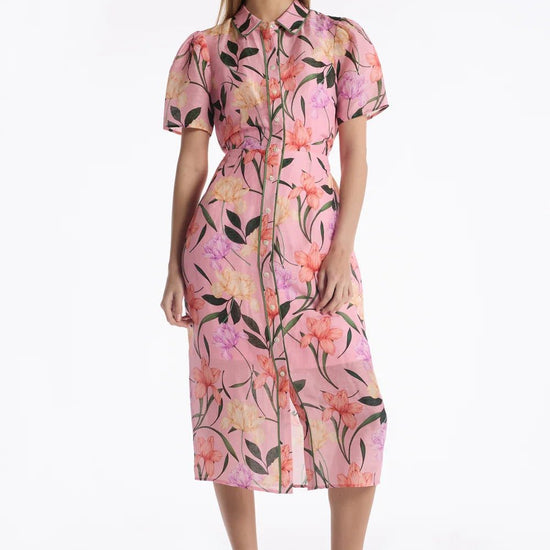 Young Ideas & Henmores - Cecile Button Down Jardin Midi Dress - Jardin Pink - 10