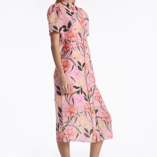 Young Ideas & Henmores - Cecile Button Down Jardin Midi Dress - Jardin Pink - 10