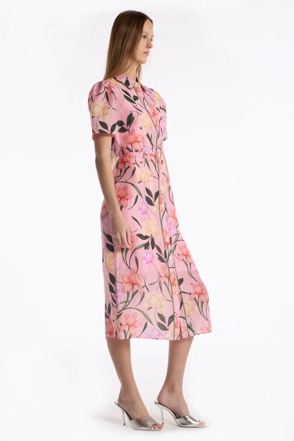 Young Ideas & Henmores - Cecile Button Down Jardin Midi Dress - Jardin Pink - 10