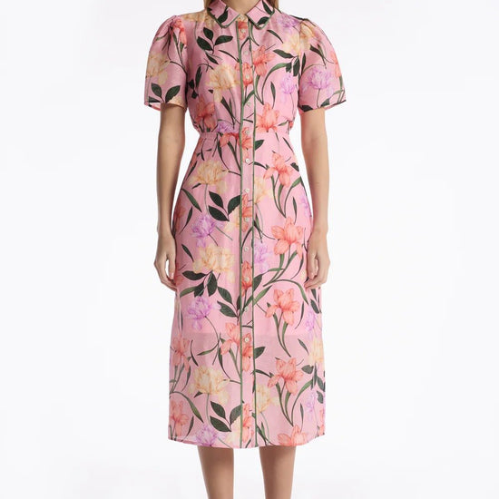 Young Ideas & Henmores - Cecile Button Down Jardin Midi Dress - Jardin Pink - 10