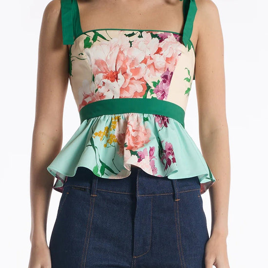 Young Ideas & Henmores - Cedric Floral Tranquility Bow Top - Multi Tranquility - S