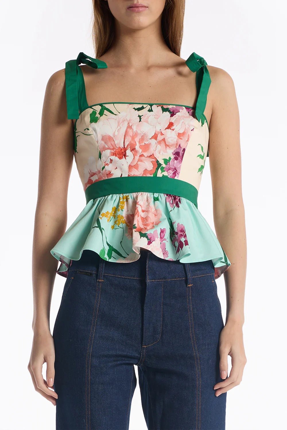 Young Ideas & Henmores - Cedric Floral Tranquility Bow Top - Multi Tranquility - S