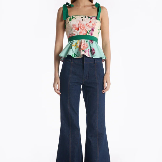 Young Ideas & Henmores - Cedric Floral Tranquility Bow Top - Multi Tranquility - S
