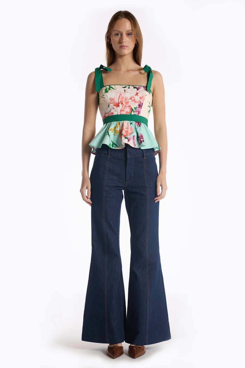 Young Ideas & Henmores - Cedric Floral Tranquility Bow Top - Multi Tranquility - S