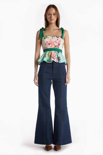 Young Ideas & Henmores - Cedric Floral Tranquility Bow Top - Multi Tranquility - S