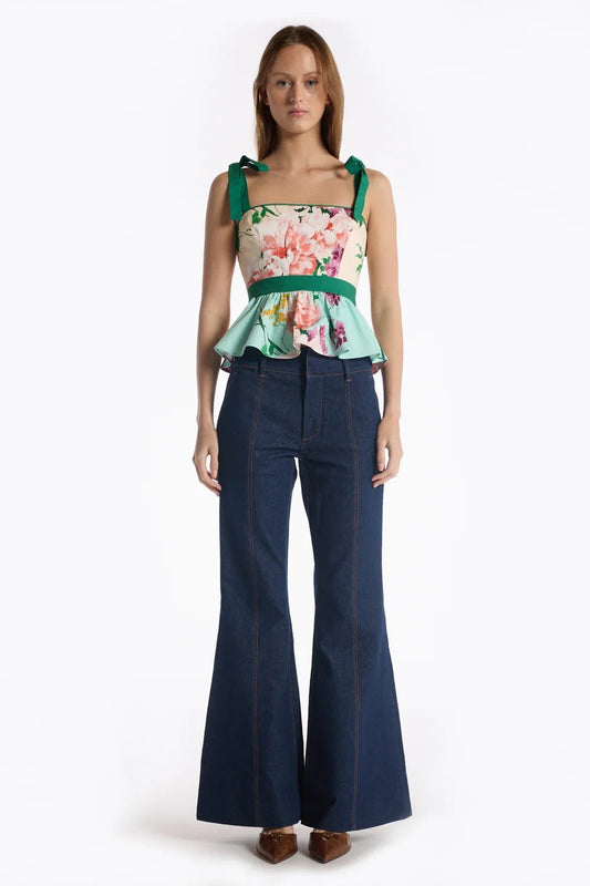 Young Ideas & Henmores - Cedric Floral Tranquility Bow Top - Multi Tranquility - S