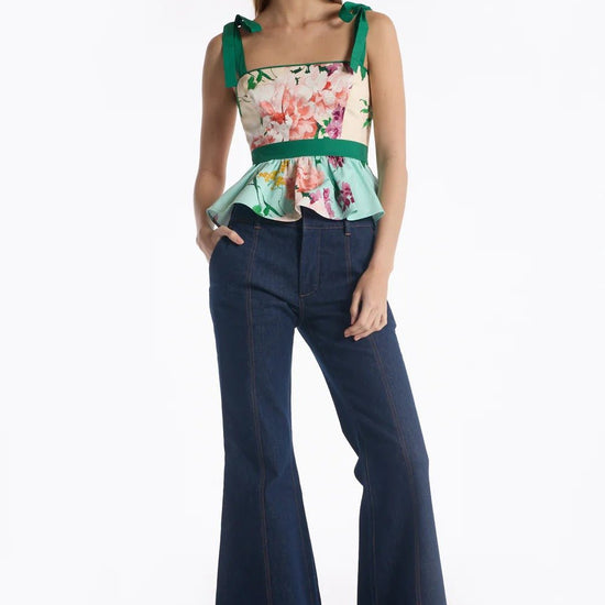 Young Ideas & Henmores - Cedric Floral Tranquility Bow Top - Multi Tranquility - S