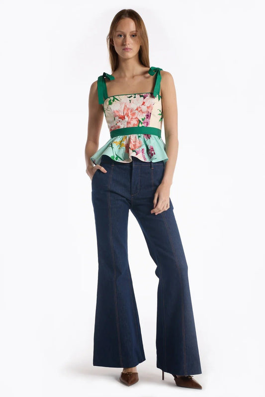 Young Ideas & Henmores - Cedric Floral Tranquility Bow Top - Multi Tranquility - S