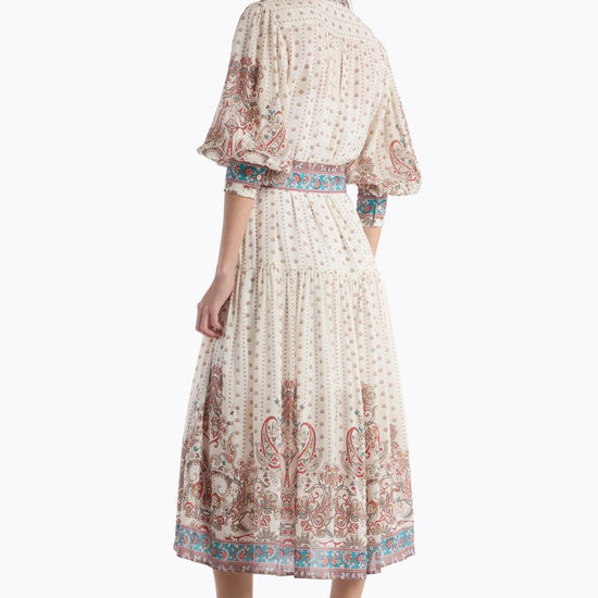 Young Ideas/Henmores - Gail Filigree Tie Waist Midi Dress - Ivory - S