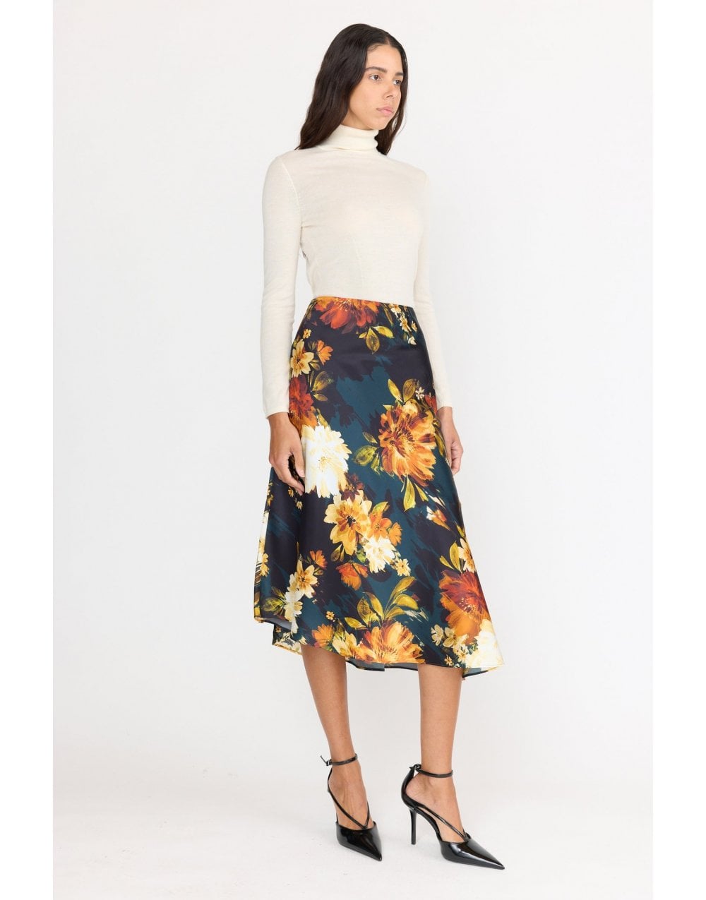 Young Ideas/Henmores - Josie Silk Satin Midi Skirt - Amber Glow - 8