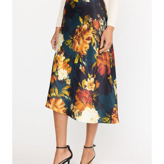 Young Ideas/Henmores - Josie Silk Satin Midi Skirt - Amber Glow - 8