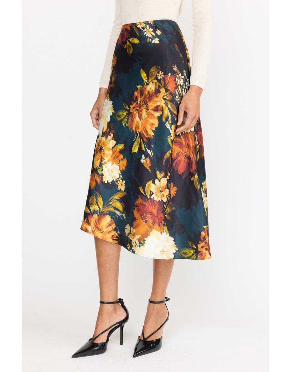 Young Ideas/Henmores - Josie Silk Satin Midi Skirt - Amber Glow - 8