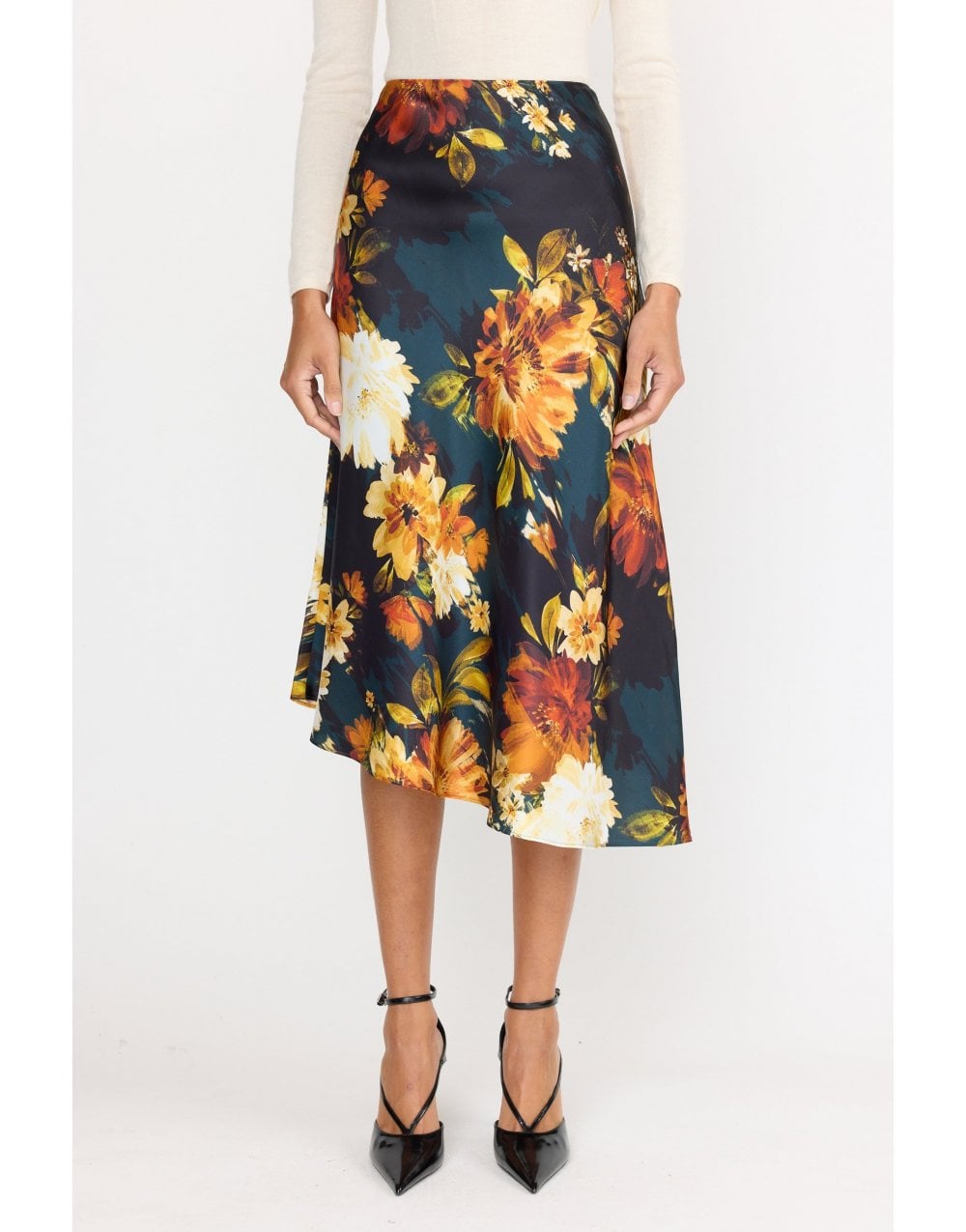 Young Ideas/Henmores - Josie Silk Satin Midi Skirt - Amber Glow - 8